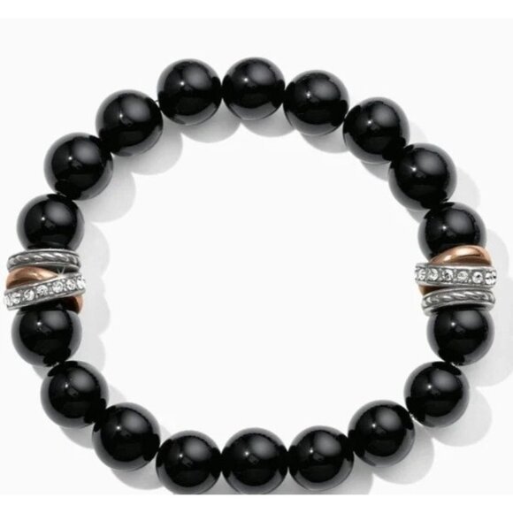 Brighton Neptune's Rings Black Agate Stretch Bracelet  New with Tag $88 - Picture 1 of 1
